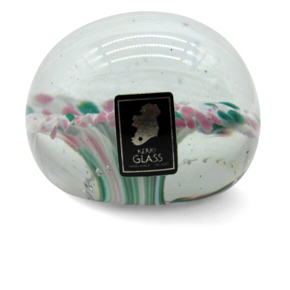 KERRY GLASS Paperweight with Handcrafted Floral Design Ireland Vintage - Picture 8 of 10